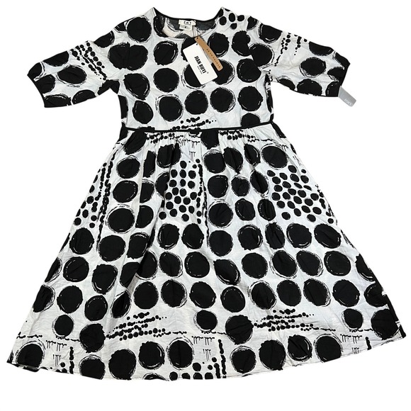 Jian Ruiyi Dresses & Skirts - NWT Jian Ruiyi Polka Dot Dress Women 4 Black White‎ Artsy Lagenlook Midi Modest